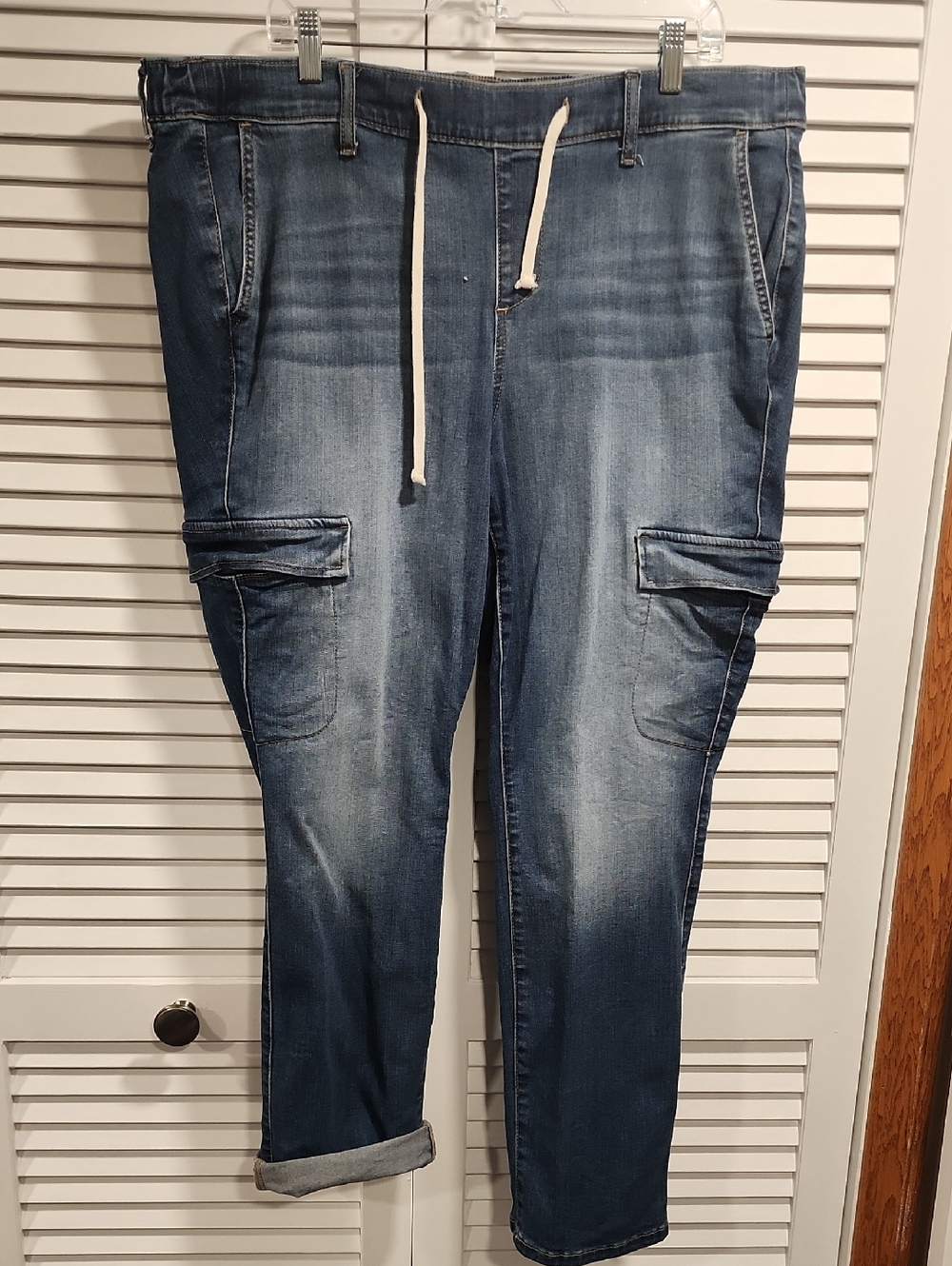 torrid Dark Blue Denim Elastic Waist Cargo Jean